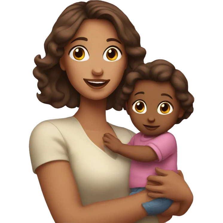 fair skinned brunette woman holding toddler emoji