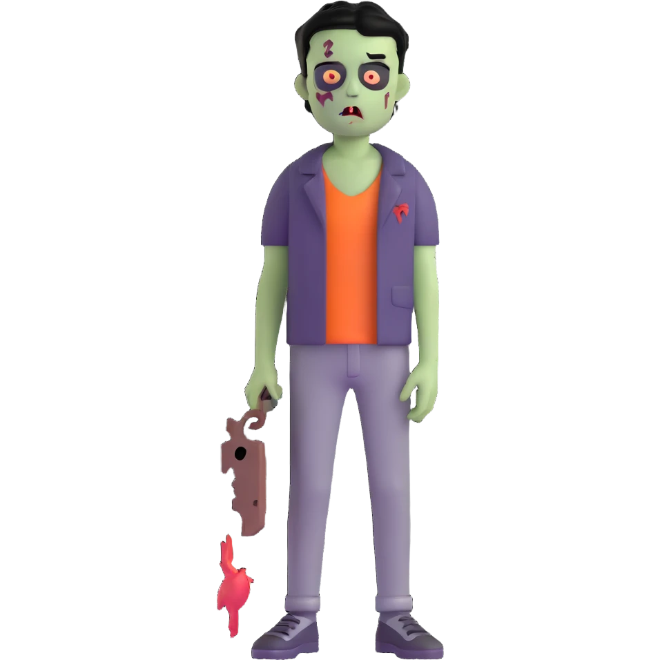 boy zombie with black hair, emo style emoji