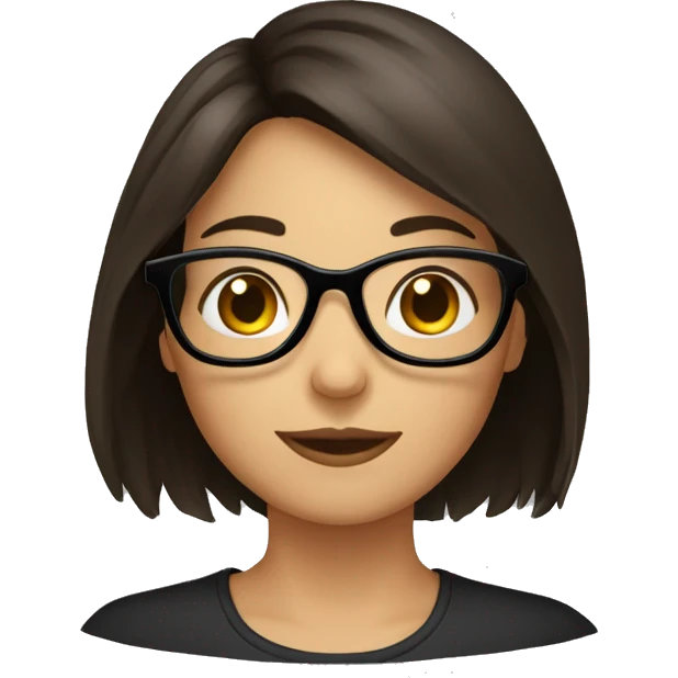 Fille brune avec lunettes noir emoji