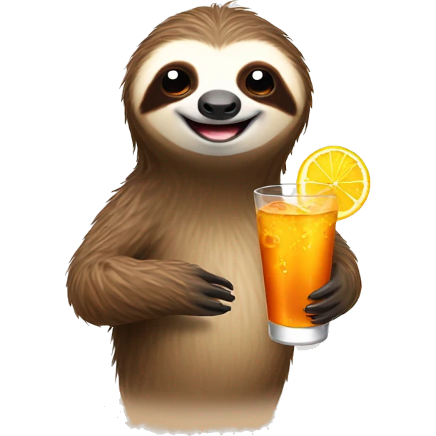 happy sloth with spritz emoji
