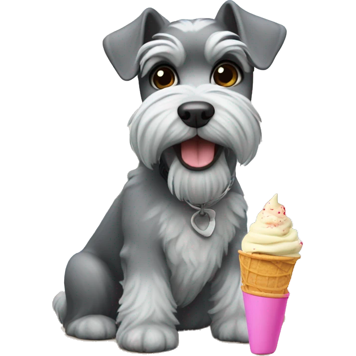Schnauzer is eating ice cream emoji