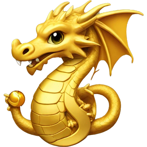 create an emoji of a dragon with a gold coin tagged GG3 emoji