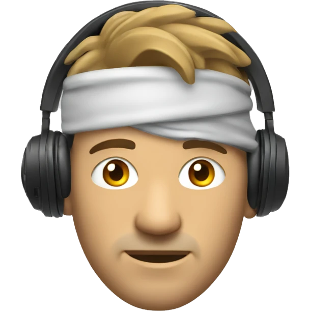 A man with wolf cut wiring headphones  emoji