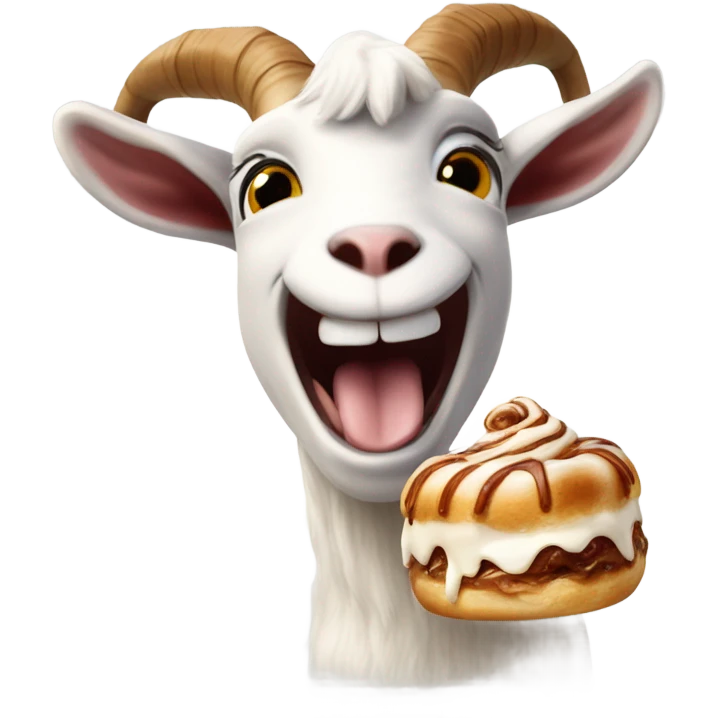 Goat eating cinnamon roll emoji
