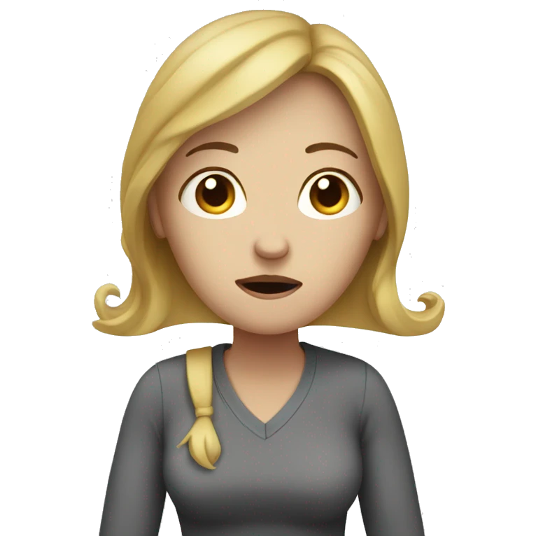 white woman with stomach ache emoji