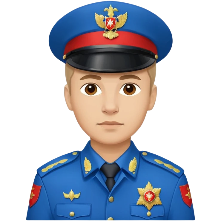 Russian police officer with blue uniform and traditional peaked cap with red band emoji
