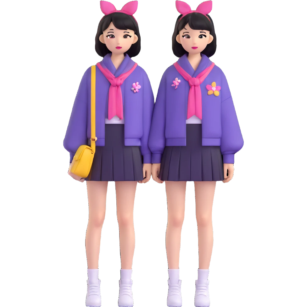 Japanese fashion model in harajuku style outfit emoji