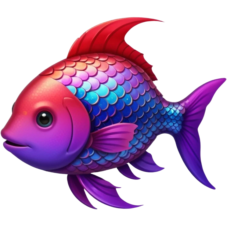 color gradient between red and purple glitter cute fish emoji