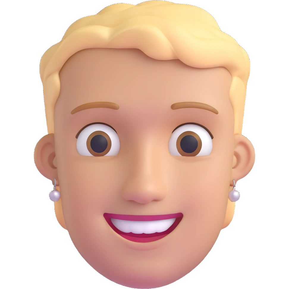 smiling man with earrings, close-up face emoji