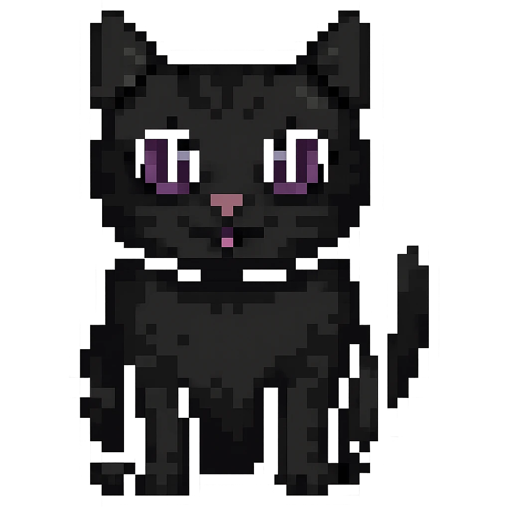 Make this cat black in pixel art style with no background. emoji