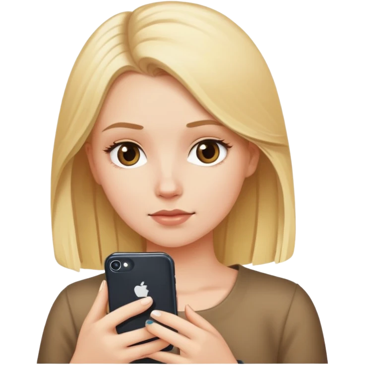 white girl with blonde hair looking at phone  emoji