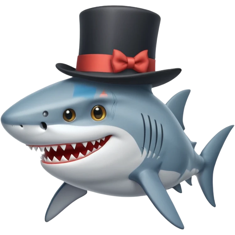 Shark with a top hat emoji