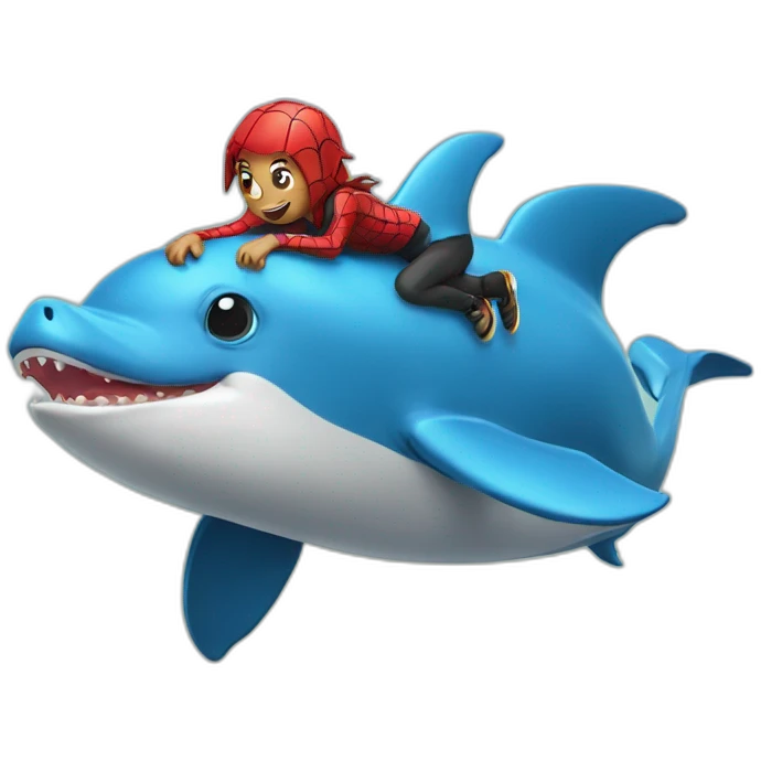 spiderpig riding a dolphin emoji