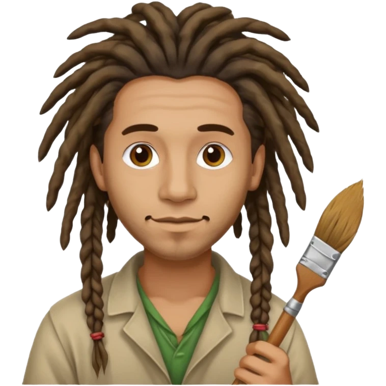 man artist with dreadlock, holding painter emoji
