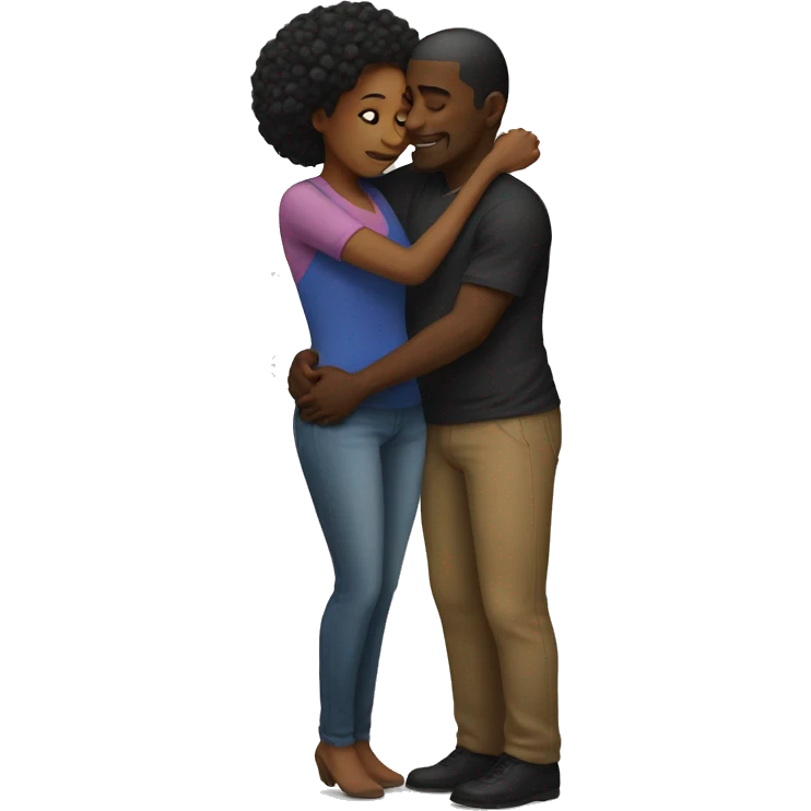 Black woman and black man hugging  emoji