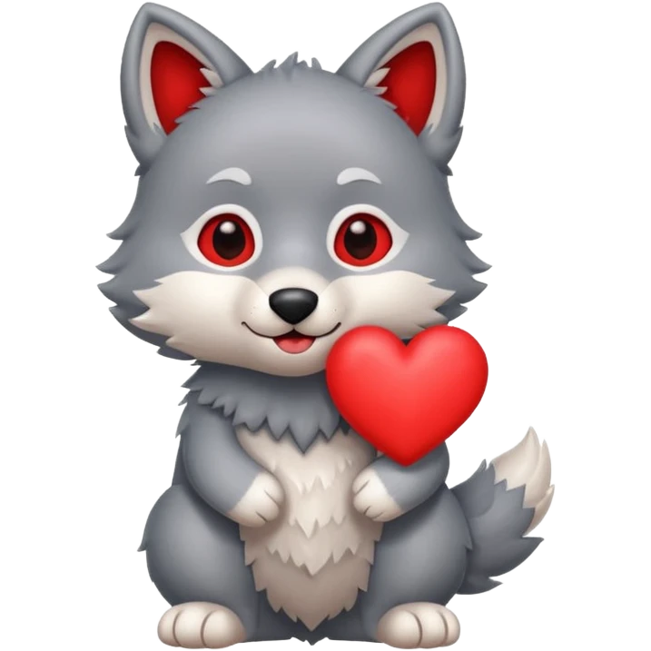 cute wolf holding a heart emoji