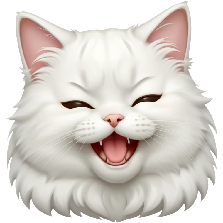 Sleepy white cat yawning emoji