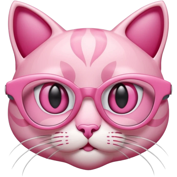 A 3D cartoon rose-pink cat-eye shaped spectacle, glossy curved frame, soft reflections, isolated on plain background. only glasses. emoji