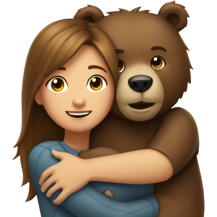 Bear hugging brown haired girl emoji