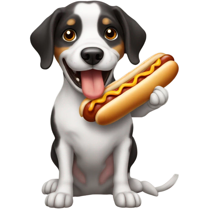 Dog eating hotdog emoji