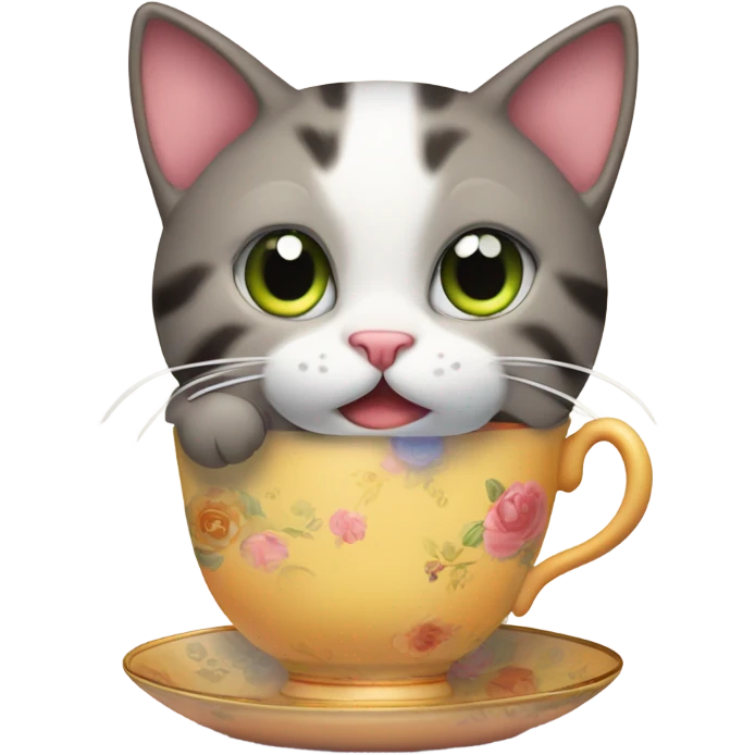 Cat drinking tea emoji