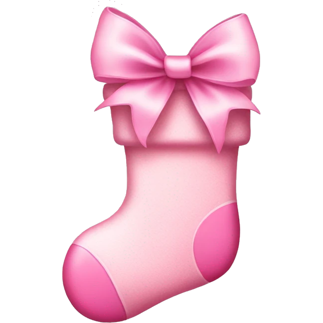  light pink Christmas stocking with big pink bow emoji