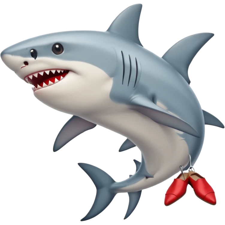 un requin avec des chausures rougr emoji