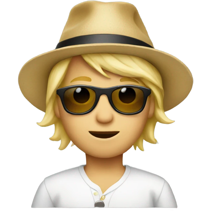 blonde boy with hat and sunglasses emoji