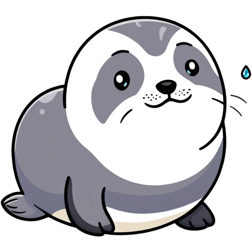 sad harbor seal with tear drop emoji