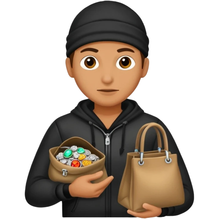 Thief with stolen jewelry bag emoji