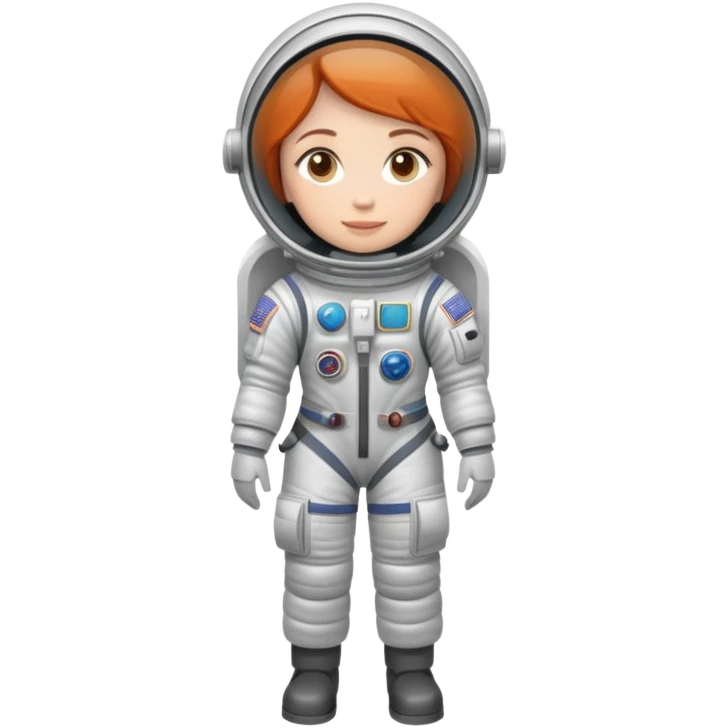 female cosmonaut in full length, standing, space suit, woman astronaut emoji