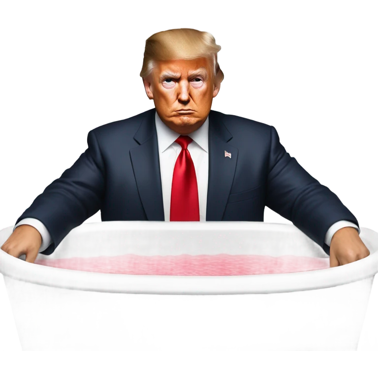 President Donald Trump wearing a suit and red tie and Jason Tatum in the bath tub emoji