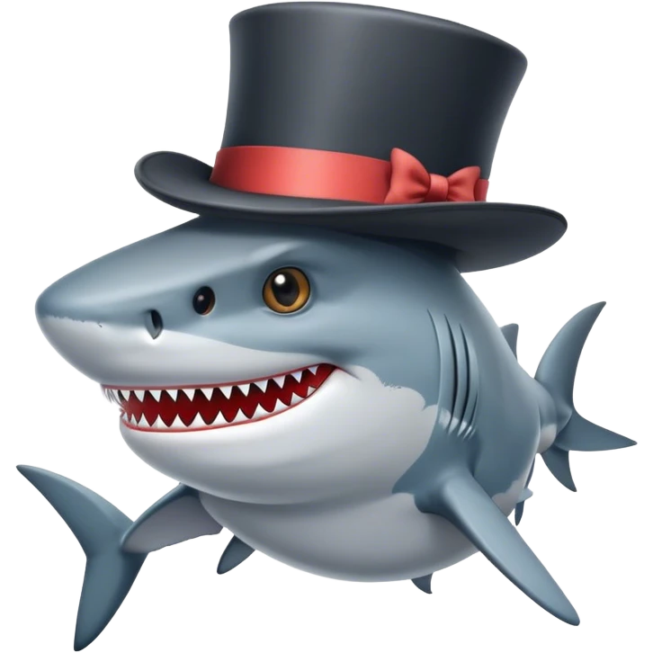 Shark with a top hat emoji