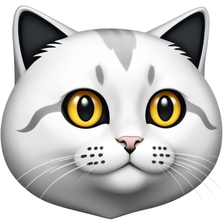Weiße schwarze Katze spielt mit faden emoji