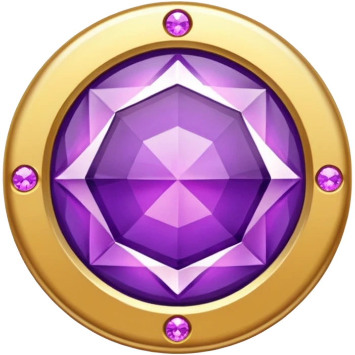 A round badge for a paid subscription, gold with purple diamonds, level 6 emoji