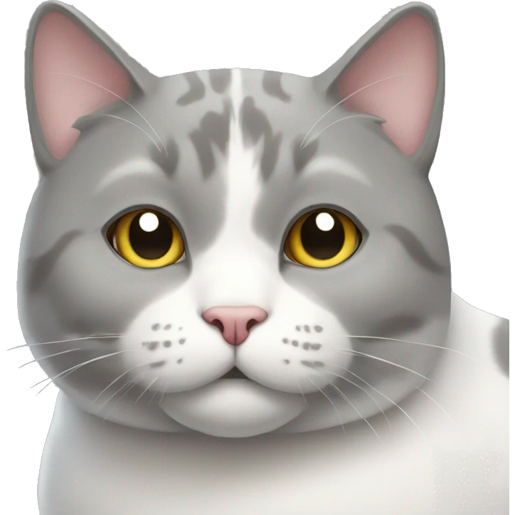 fat gray and white cat. he has a white face and a gray spot on his chin emoji