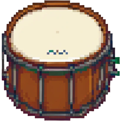 snare drum, minimal and vibrant, pixel art style emoji