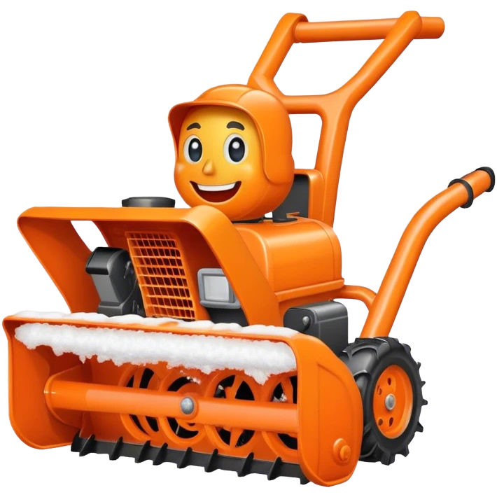 Happy Orange Snowblower cartoon character  emoji