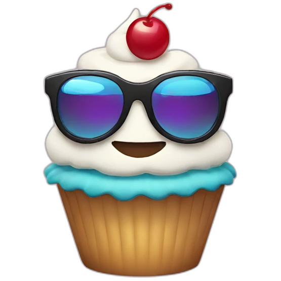 cupcake with cool pixel glasses emoji