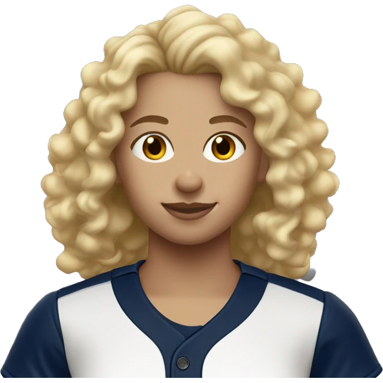 Softball player blonde curly hair navy jersey  emoji