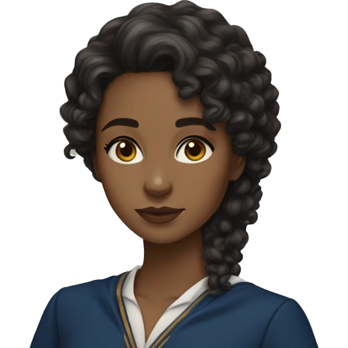 Ravenclaw girl black loose curly hair light brown skin emoji