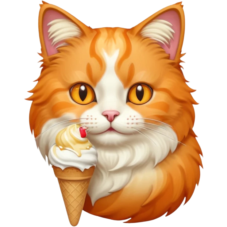 realistic cat portrait with ice cream emoji