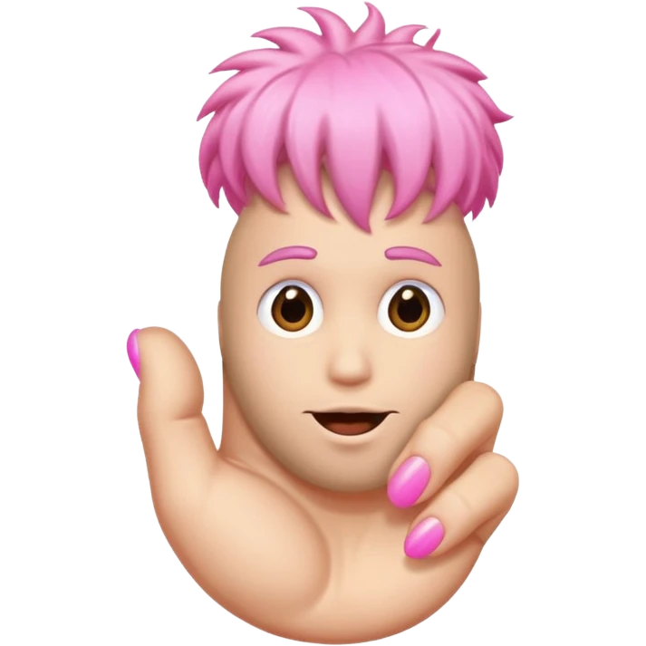 hand on big penis with pink tip and hair balls emoji