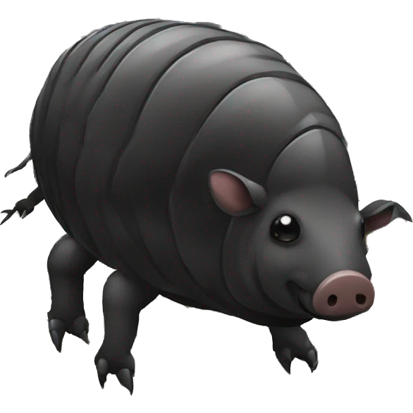 Graffiti patterns on a black pig armadillo centipede emoji