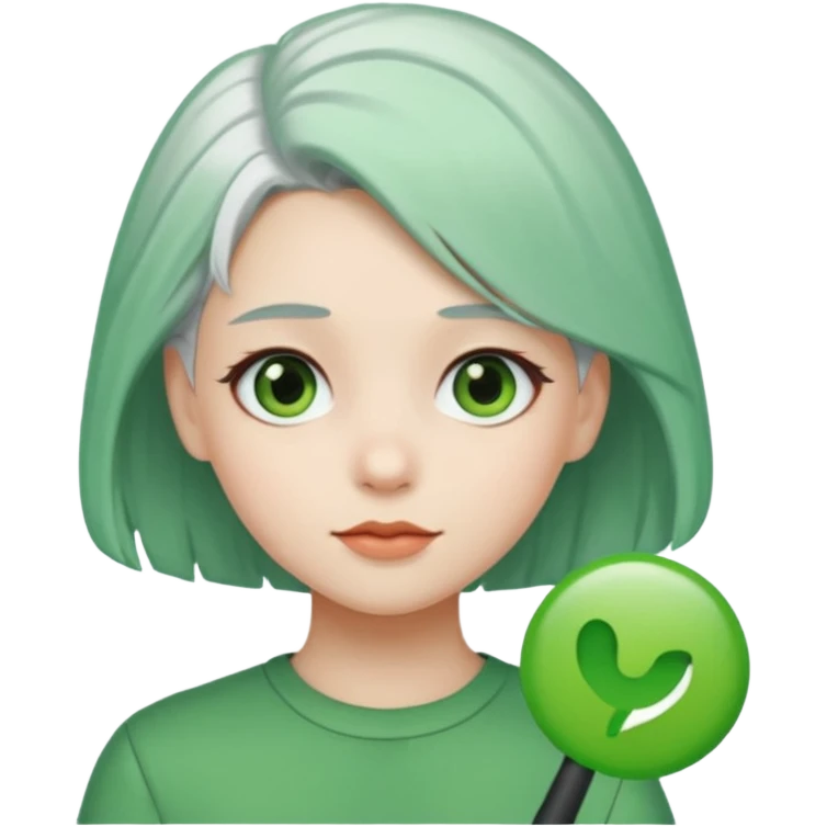 girl with white hair and green hair clip emoji