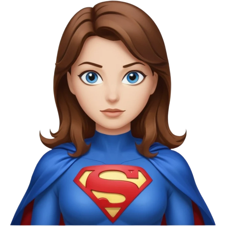 Brown hair blue eyes sexy superhero big chest emoji