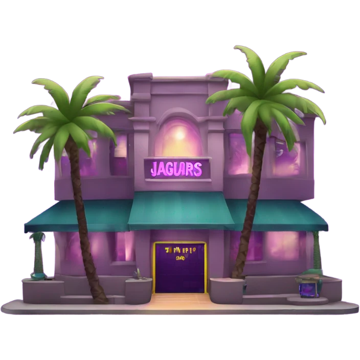 I need a two story night club with purple lights and palm trees labeled Jaguars emoji