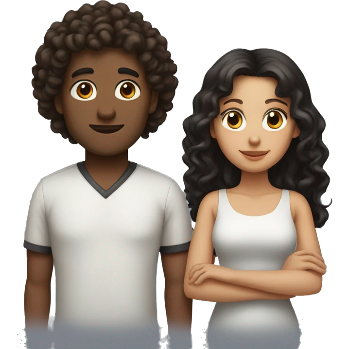 curlyhead man with brown hair and girl with black hair holding hands emoji
