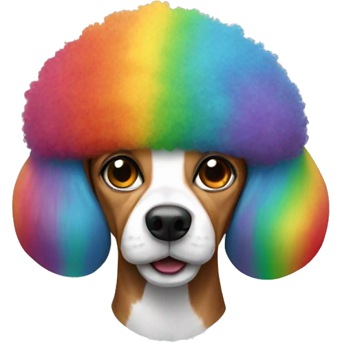 Beagle clown with rainbow afro emoji