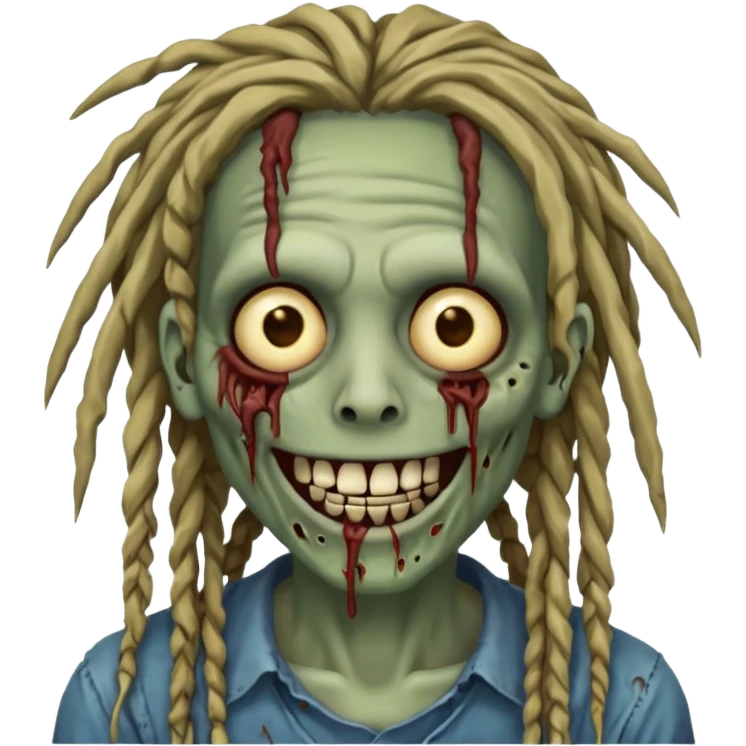 zombie with dreads with braces smiling  emoji